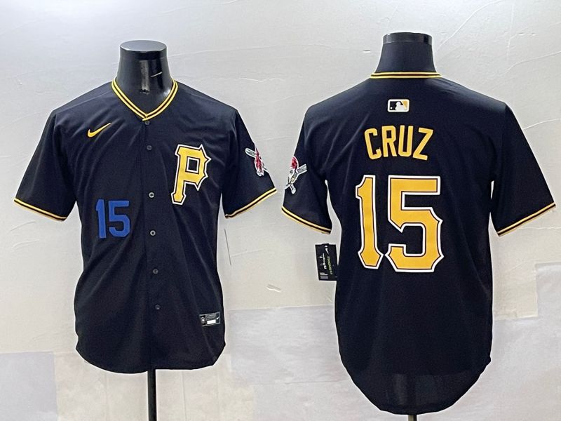 Men Pittsburgh Pirates 15 Cruz Black Game 2025 Nike MLB Jersey style 4
